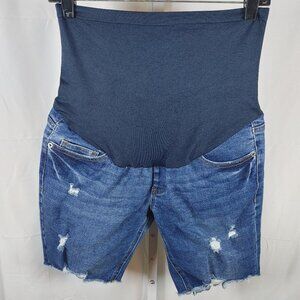 Time And Tru Maternity Size S Bermuda Shorts Womens L Blue Denim Cotton Blend
